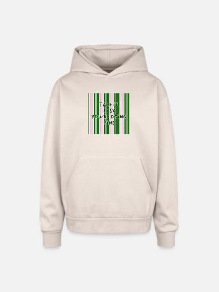 Take It Easy Encouragement Stripes - Oversized Hooded Sweatshirt - Sand