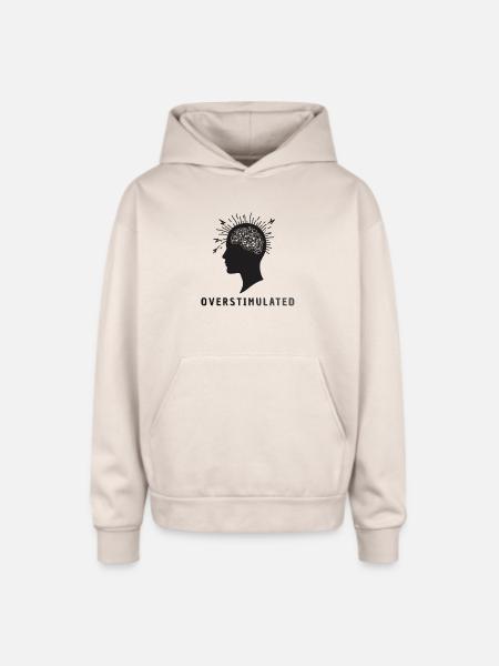 Overstimulated Brain Silhouette - Oversized Hooded Sweatshirt - Sand