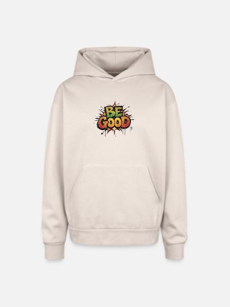 Be Good Graffiti Burst - Oversized Hooded Sweatshirt - Sand