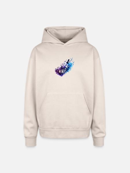Chromatic Chess Glyph Burst - Oversized Hooded Sweatshirt - Sand