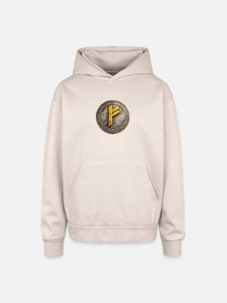 Rune Coin of Dawn - Oversized Hooded Sweatshirt - Sand