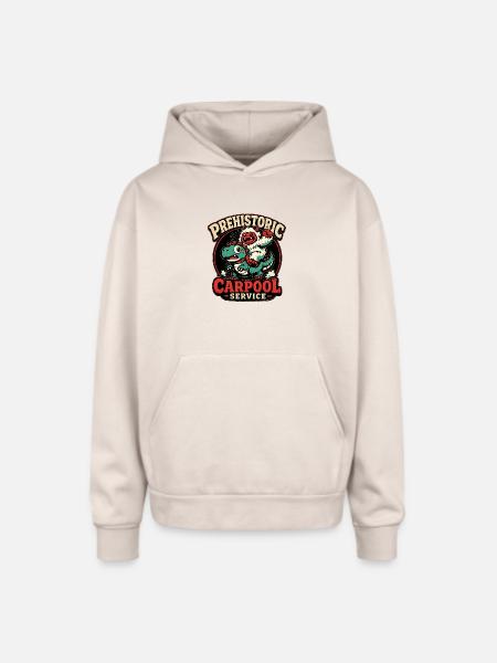 Prehistoric Carpool Service - Oversized Hooded Sweatshirt - Sand