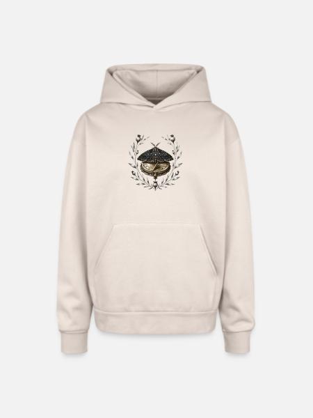Celestial Moth Clockwork - Oversized Hooded Sweatshirt - Sand