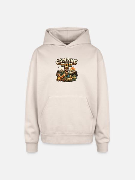 Camping Dad at Sunset Campfire - Oversized Hooded Sweatshirt - Sand