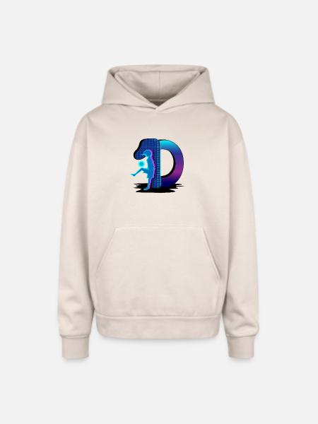 Neon Silhouette in Portal - Oversized Hooded Sweatshirt - Sand
