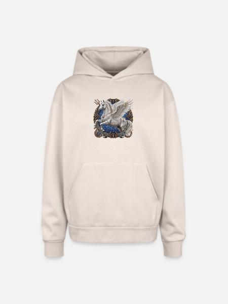 Pegasus Divine Steed - Oversized Hooded Sweatshirt - Sand