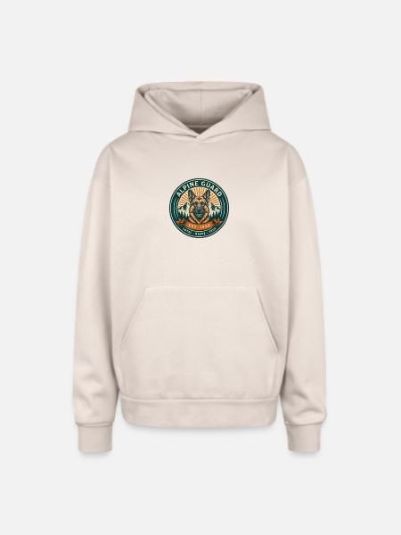 Alpine Guard Badge - Oversized Hooded Sweatshirt - Sand