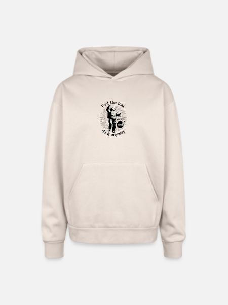 Astronaut Faces Fear Orbit - Oversized Hooded Sweatshirt - Sand