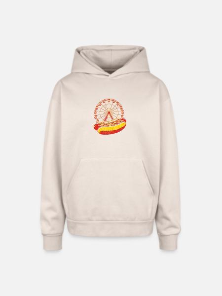 Neon Carnival Hotdog & Ferris Wheel - Oversized Hooded Sweatshirt - Sand