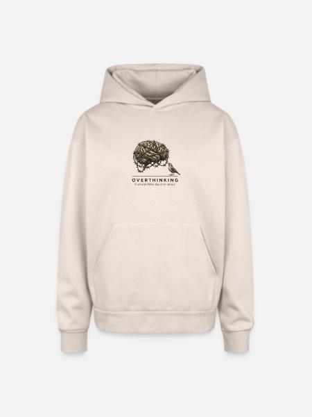 OverthinkinG Brain Barbed Wire - Oversized Hooded Sweatshirt - Sand