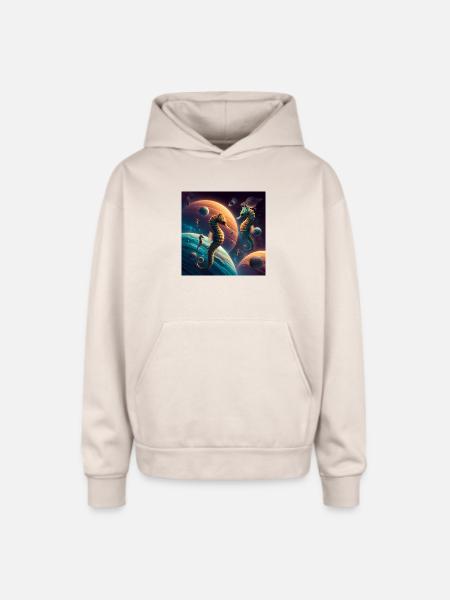 Space Herd - Oversized Hooded Sweatshirt - Sand