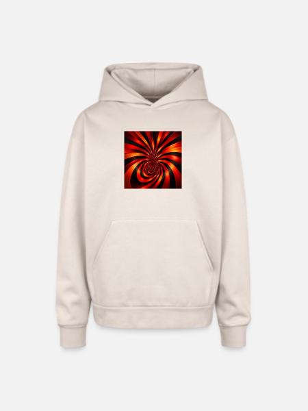 Crimson Spiral Ember - Oversized Hooded Sweatshirt - Sand