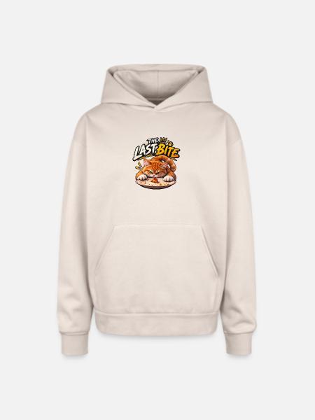The Last Bite Cat Pizza - Oversized Hooded Sweatshirt - Sand