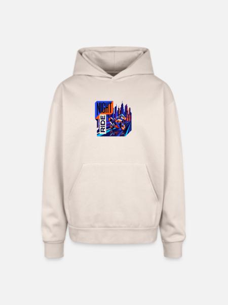 Night Ride Neon City - Oversized Hooded Sweatshirt - Sand