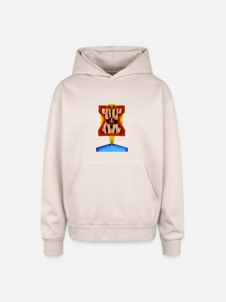 Crazy Face - Oversized Hooded Sweatshirt - Sand
