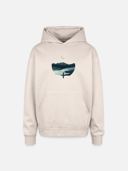 Moonlit Valley Silhouette - Oversized Hooded Sweatshirt - Sand