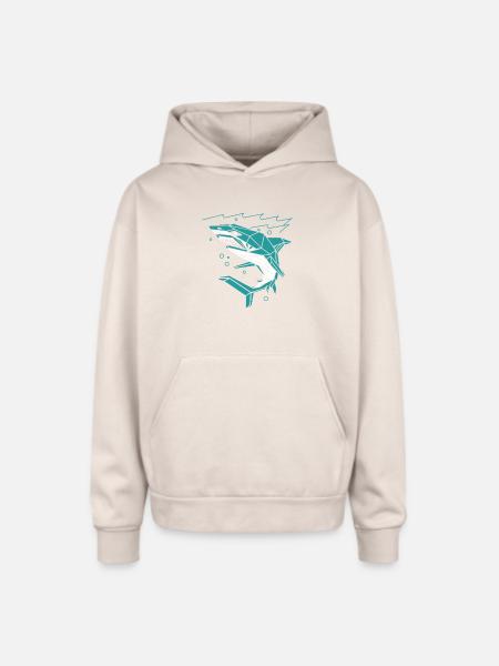 Polygon Shark - Oversized Hooded Sweatshirt - Sand