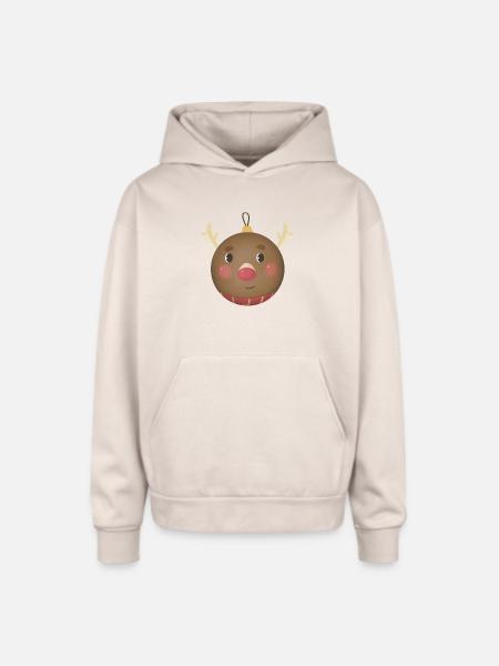 Cozy Reindeer Ornament Ball - Oversized Hooded Sweatshirt - Sand
