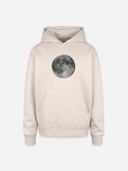 Lunar Echoes Moon Print - Oversized Hooded Sweatshirt - Sand