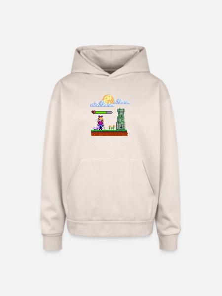 Pixel Heroine Art Design - Oversized Hooded Sweatshirt - Sand