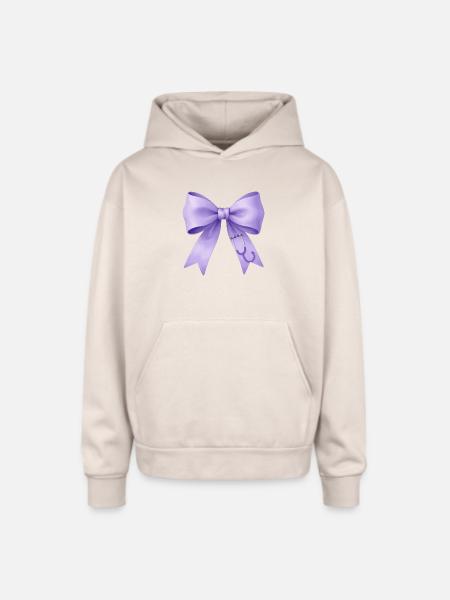 Lavender Bow Stethoscope - Oversized Hooded Sweatshirt - Sand