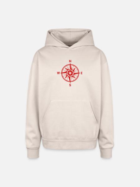 Wind Rose, maritime Style - Oversized Hooded Sweatshirt - Sand