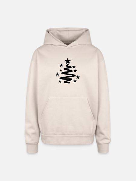 Spiral Star Christmas Tree - Oversized Hooded Sweatshirt - Sand