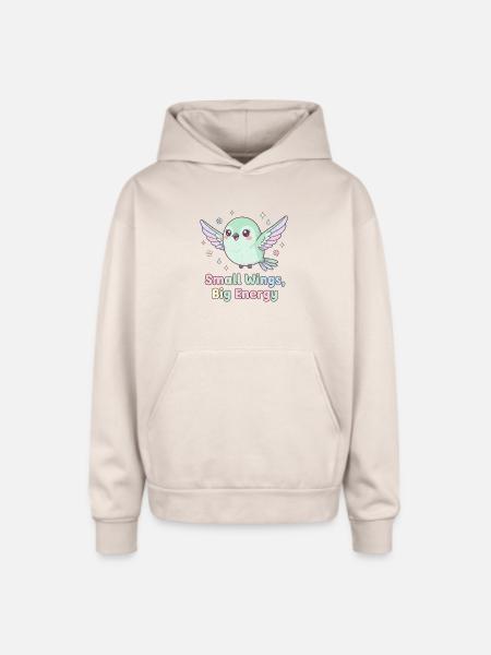 Small Wings, Big Energy - Oversized Hooded Sweatshirt - Sand