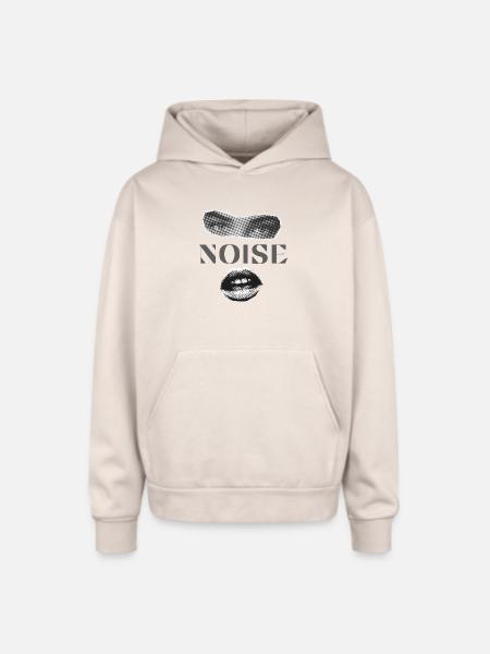 Halftone Noise Face - Oversized Hooded Sweatshirt - Sand