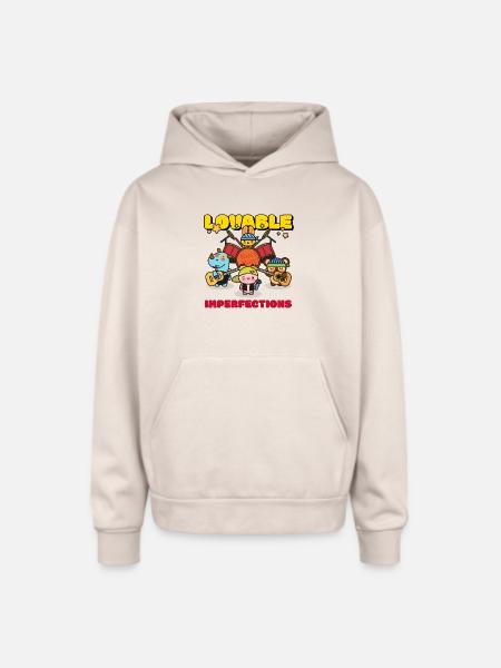 Lovable Imperfections Rock Band - Oversized Hooded Sweatshirt - Sand