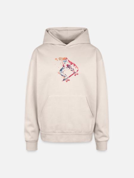 Skateboarder Comic Style - Oversized Hooded Sweatshirt - Sand