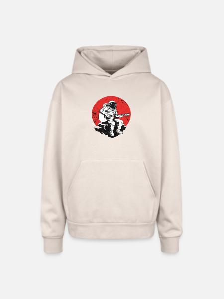 Astronaut Guitar on Red Rock - Oversized Hooded Sweatshirt - Sand