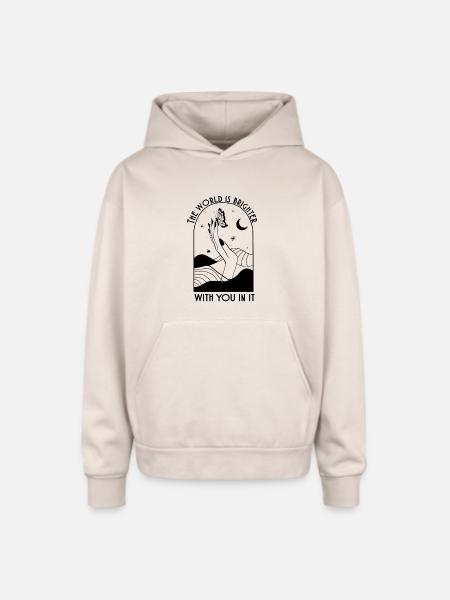 Moonlit Silhouette - Oversized Hooded Sweatshirt - Sand