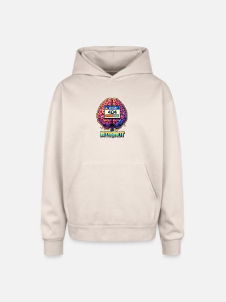 Retro Brain 404 Internet - Oversized Hooded Sweatshirt - Sand