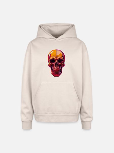 Polygon Skull – Geometric Skull Art - Oversized Hooded Sweatshirt - Sand