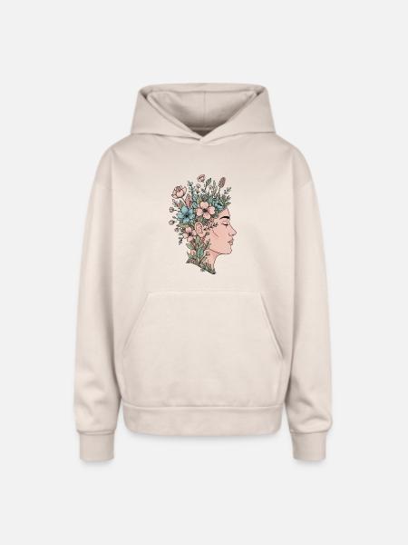 Blooming Mind - Oversized Hooded Sweatshirt - Sand