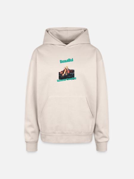 Beautiful_Summer_Camping - Oversized Hooded Sweatshirt - Sand