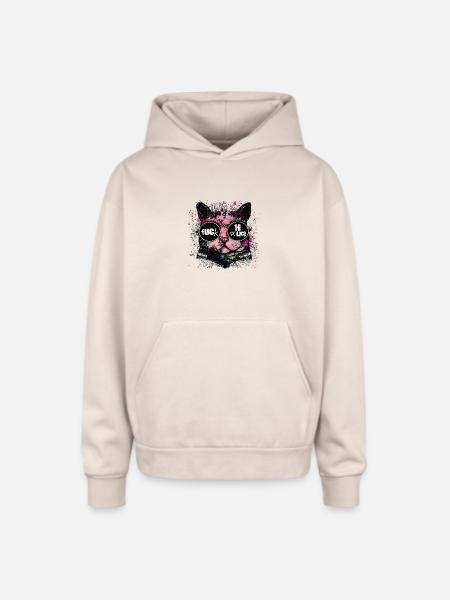 Rebel Cat Neon Splash Glasses - Oversized Hooded Sweatshirt - Sand