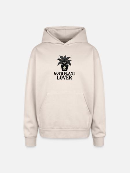 Goth Plant Skull Design - Oversized Hooded Sweatshirt - Sand