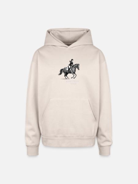 Monochrome Equestrian Rider - Oversized Hooded Sweatshirt - Sand