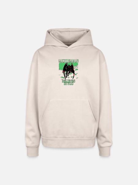Mothman Believes In You - Oversized Hooded Sweatshirt - Sand