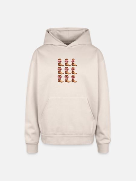 Cowgirl Boots and Pink Bows Rodeo - Oversized Hooded Sweatshirt - Sand