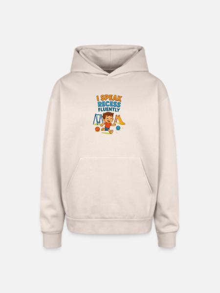 “I Speak Recess Fluently” - Oversized Hooded Sweatshirt - Sand