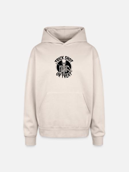 Trick Shot or Treat Skeleton - Oversized Hooded Sweatshirt - Sand