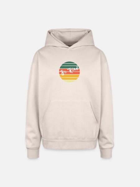 Be Kind Retro Rainbow Circle - Oversized Hooded Sweatshirt - Sand