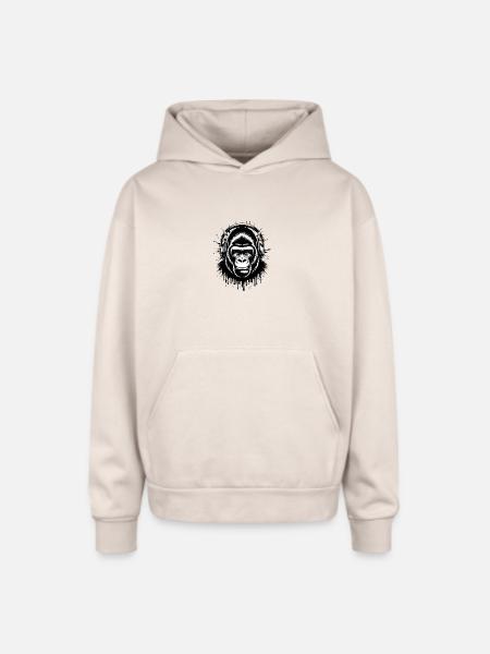 Gorilla DJ - Oversized Hooded Sweatshirt - Sand