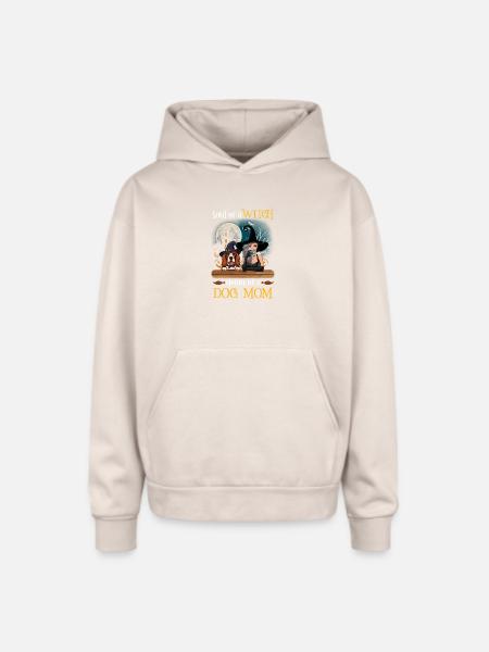 Witch Dog Mom Heart - Oversized Hooded Sweatshirt - Sand