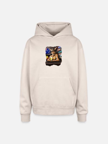 AUSSIE PUB ROO - Oversized Hooded Sweatshirt - Sand