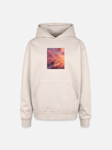 Sunset Cruise Lux Ship - Oversized Hooded Sweatshirt - Sand
