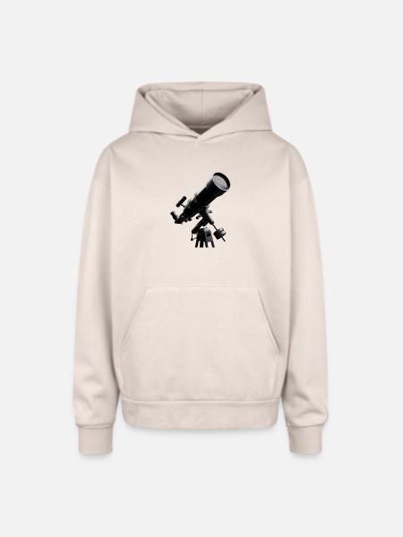 Skywatch Telescope Art - Oversized Hooded Sweatshirt - Sand